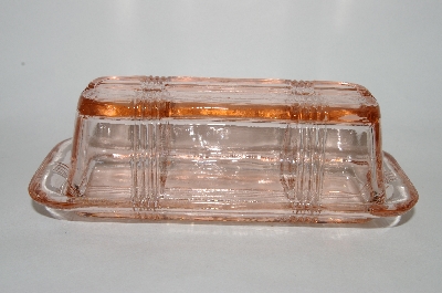 +Reproduction? Pink Glass Two Piece Butter Dish