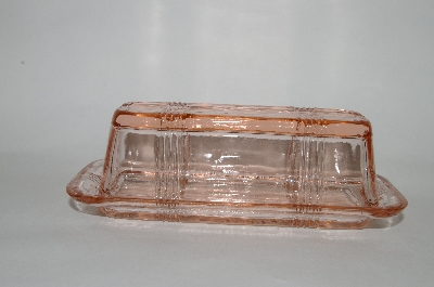 +Reproduction? Pink Glass Two Piece Butter Dish