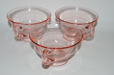 +MBA #60-159   " Set Of 3  Vintage Pink Depression Glass Coffee/Tea Cups