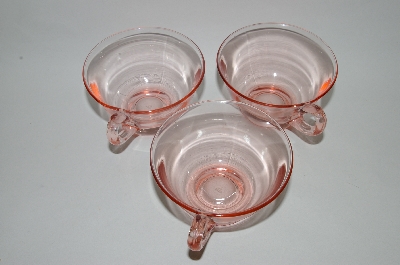 +MBA #60-159   " Set Of 3  Vintage Pink Depression Glass Coffee/Tea Cups