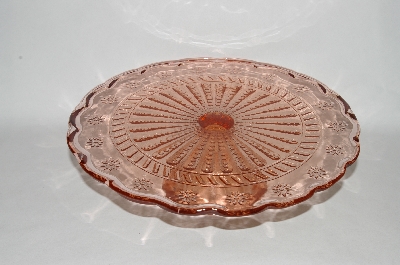 +MBA #57-143   "2005  Reproduction Antique Pink Glass Large Pedestaled Cake Salver