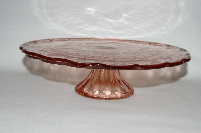 +MBA #57-143   "2005  Reproduction Antique Pink Glass Large Pedestaled Cake Salver