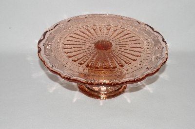 +MBA #57-139  "2005  Reproduction Small Pink Glass Pedestaled Cake Salver
