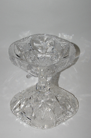 +MBA #61-157    1990's Very Fancy Crystal Strawberry Motief Large Candy Dish With Lid