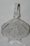 +MBA #61-157    1990's Very Fancy Crystal Strawberry Motief Large Candy Dish With Lid