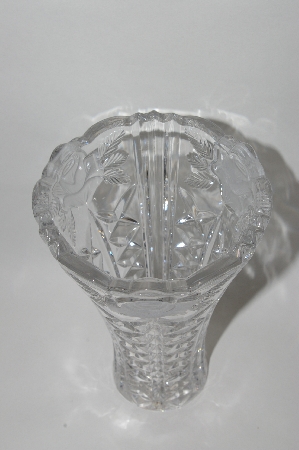 +MBA #61-134   "1990's  Crystal "Frosted Rose" Fancy Cut Vase"