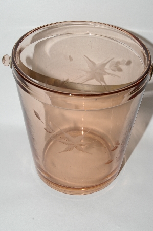 +MBA #61-045  Vintage Dark Pink Depression Glass Floral Etched Ice Bucket
