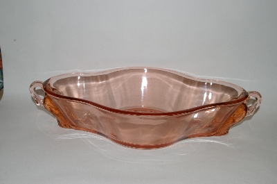 +MBA #61-071  "Large Vintage Pink Depression Glass Swan Handled Serving Dish