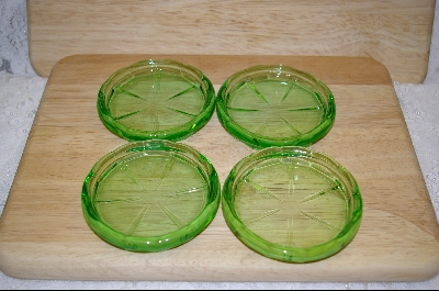 +MBA #4778  "Set Of 4 Green Glass Coasters #4778