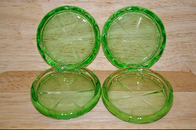 +MBA #4778  "Set Of 4 Green Glass Coasters #4778