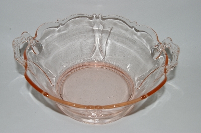 +MBA #61-081  Vintage Pink Depression Glass Fancy Handled Serving Dish