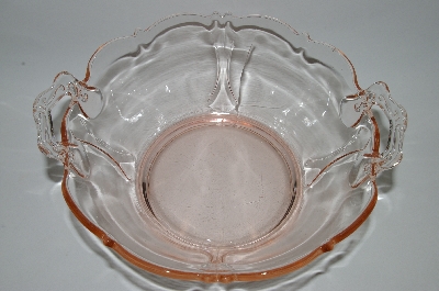 +MBA #61-081  Vintage Pink Depression Glass Fancy Handled Serving Dish