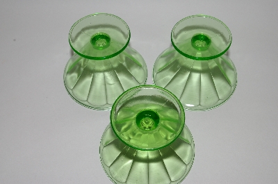+MBA #62-179   Vintage Green Depression Glass "Set Of 3"  Federal Glass Sherbet Cups