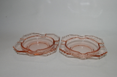 +MBA #63-336  Vintage Pink Depression Glass "Ashtrays" Set Of 2