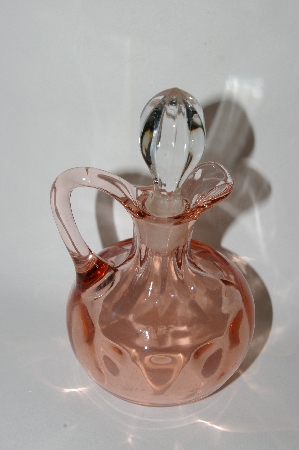 +MBA #63-198   Vintage Pink Depression Glass "Heisey" Cruet With Clear Glass Stopper