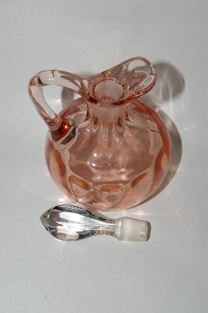 +MBA #63-198   Vintage Pink Depression Glass "Heisey" Cruet With Clear Glass Stopper
