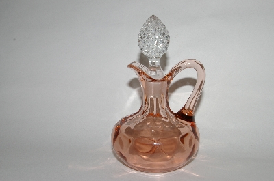 +MBA #63-191  Vintage Pink Depression Glass "Cruet" With Clear Glass Stopper