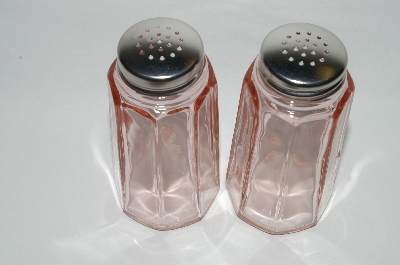 +MBA #63-260  Vintage Pink Depression Glass "Pink Panel"  Salt & Pepper Shakers