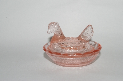 +MBA #63-019  Vintage Pink Glass "Small" Chicken Dish