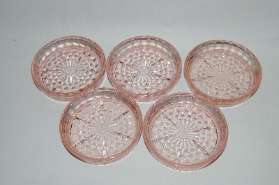 +MBA #64-240  Set Of 5 Vintage Pink Glass Coasters