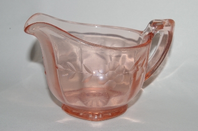 +MBA #64-331  " Vintage Pink Depression Glass Floral Etched Creamer