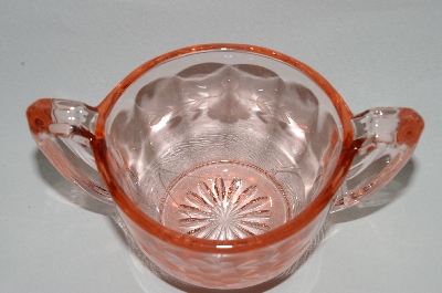 +MBA #64-324  Vintage Pink Depression Glass Floral Etched Sugar Bowl
