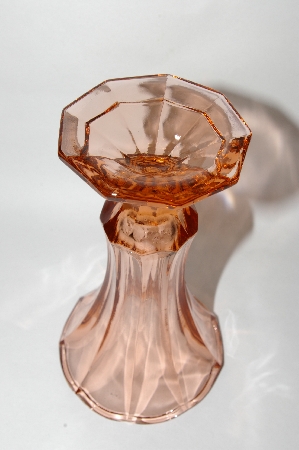 +MBA #64-456  Vintage Pink Depression Glass Fancy Vase