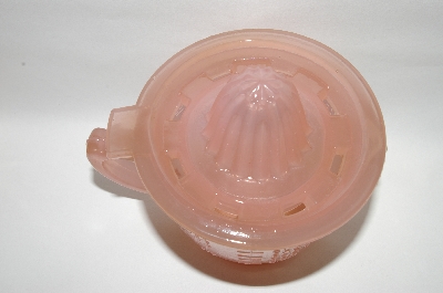 +MBA #63-026  " Reproduction Pink Milk Glass Mixer, Measuring Cup & Reamer Combo