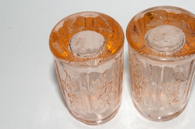 +MBA #64-037  Vintage Pink Depression Glass "Sharon" Salt & Pepper Shakers
