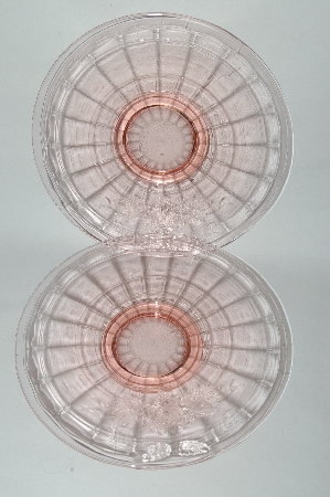+MBA #64-195   " Set Of 3 Vintage Pink Depression Glass Fancy Rose Pattern Plates