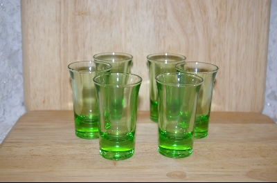 +MBA #5052  "Set Of 6 Green Shot Glasses #5052