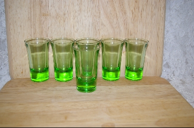 +MBA #5052  "Set Of 6 Green Shot Glasses #5052