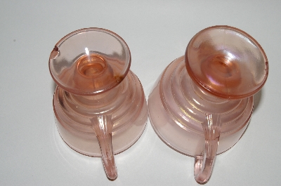 +MBA #64-437  Vintage Pink Carnival Glass Cream & Sugar Set