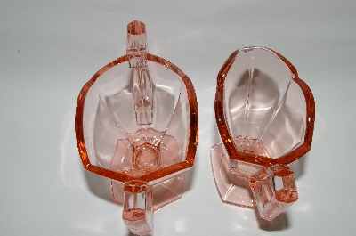 +MBA #64-432  Vintage Pink Depression Glass Bright Pink Cream & Sugar Set