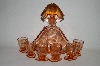 +MBA #64-449  Vintage Pink Depression Glass "Decantor " With 6 Matching Shot Glass's