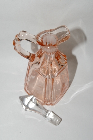 +MBA #64-367  Vintage Pink Depression Glass "Fostoria" Cruet With Clear Glass Stopper