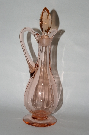 +MBA #64-493   Vintage Pink Depression Glass "Fostoria" Cruet With Glass Stopper