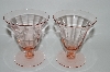 +MBA #64-400   Vintage Pink Depression Glass Set Of 2 Fancy Juice Glass's?