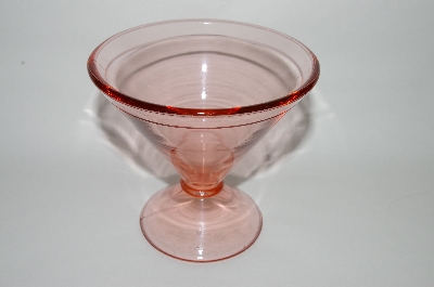 +MBA #64-472   Vintage Pink Depression Glass "Etched" Footed Compote