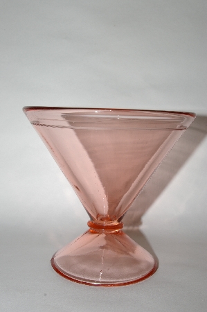 +MBA #64-472   Vintage Pink Depression Glass "Etched" Footed Compote