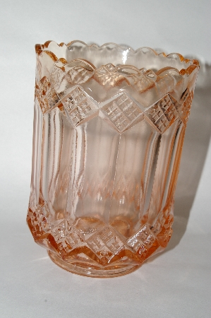 +MBA #63-015  Vintage Pink Depression Glass Fancy Footed Vase
