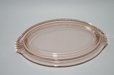 +MBA #63-135   Vintage Pink Depression Glass "Fancy" Oval Vanity Tray