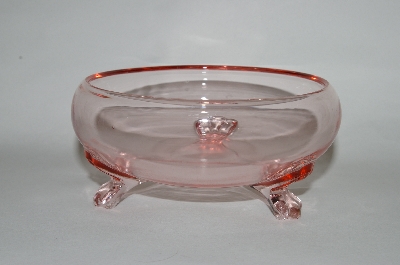 +MBA #64-216  " Vintage Pink Depression Glass 3 Footed Fruit Bowl