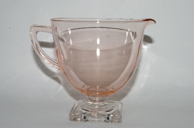 +Vintage Pink Depression Glass Clear Footed Creamer