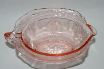 +MBA #64-371  Vintage Pink Depression Glass Fancy Etched Creamer