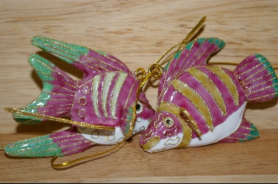 +MBA "Set Of 2 Beautiful Pink & Green Fish Ornaments #5082