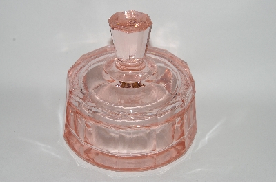 +MBA #64-209  Vintage Pink Depression Glass Lidded Vanity Dish