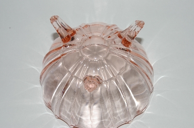 +MBA #63-065 Vintage Pink Depression Glass Fancy 3 Footed Candy Dish