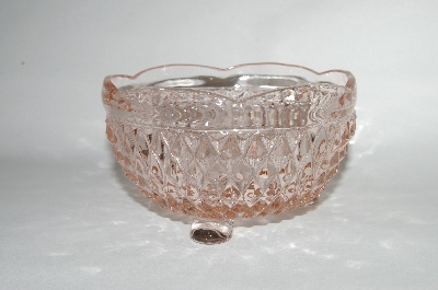 +MBA #63-247  " Vintage Pink Depression Glass Fancy 3 Footed Bowl