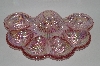 +MBA #63-113  "Vintage Pink Carnival Glass 1950's  Deviled Egg Dish